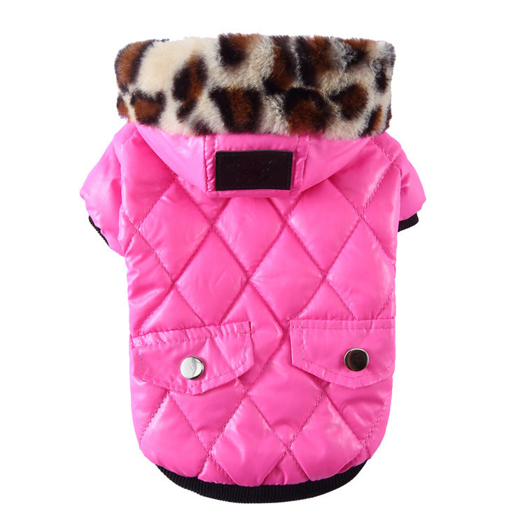 Autumn & Winter Dog Coat – Warm Hooded Jacket with Fur Collar