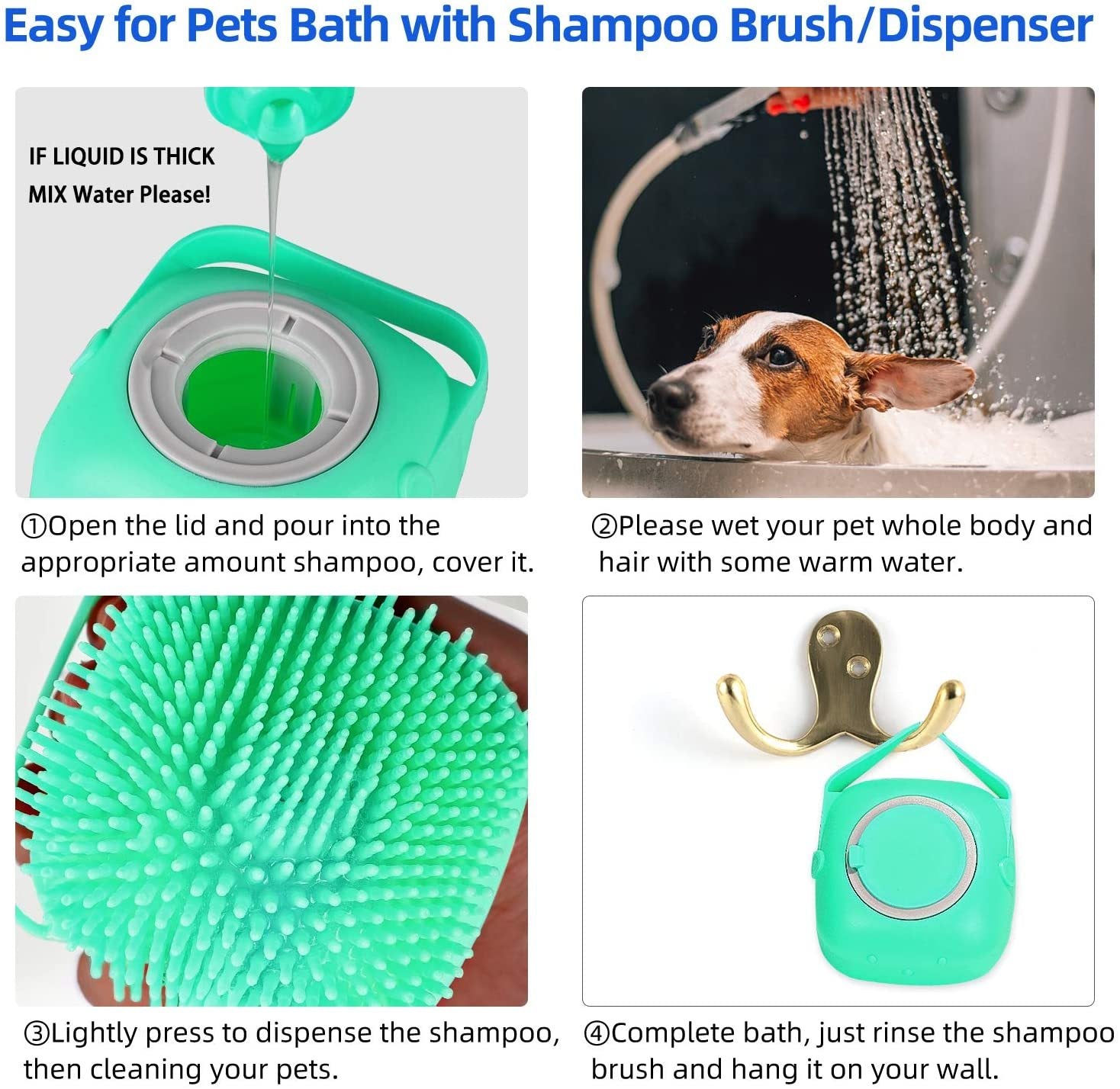 Pet Shampoo Massager Brush – 2-in-1 Bathing Scrubber