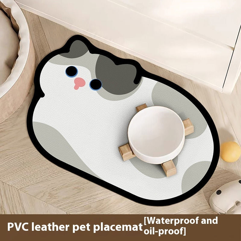 Cartoon Pet Leather Placemat – Durable, Fun, Easy-Clean Mat