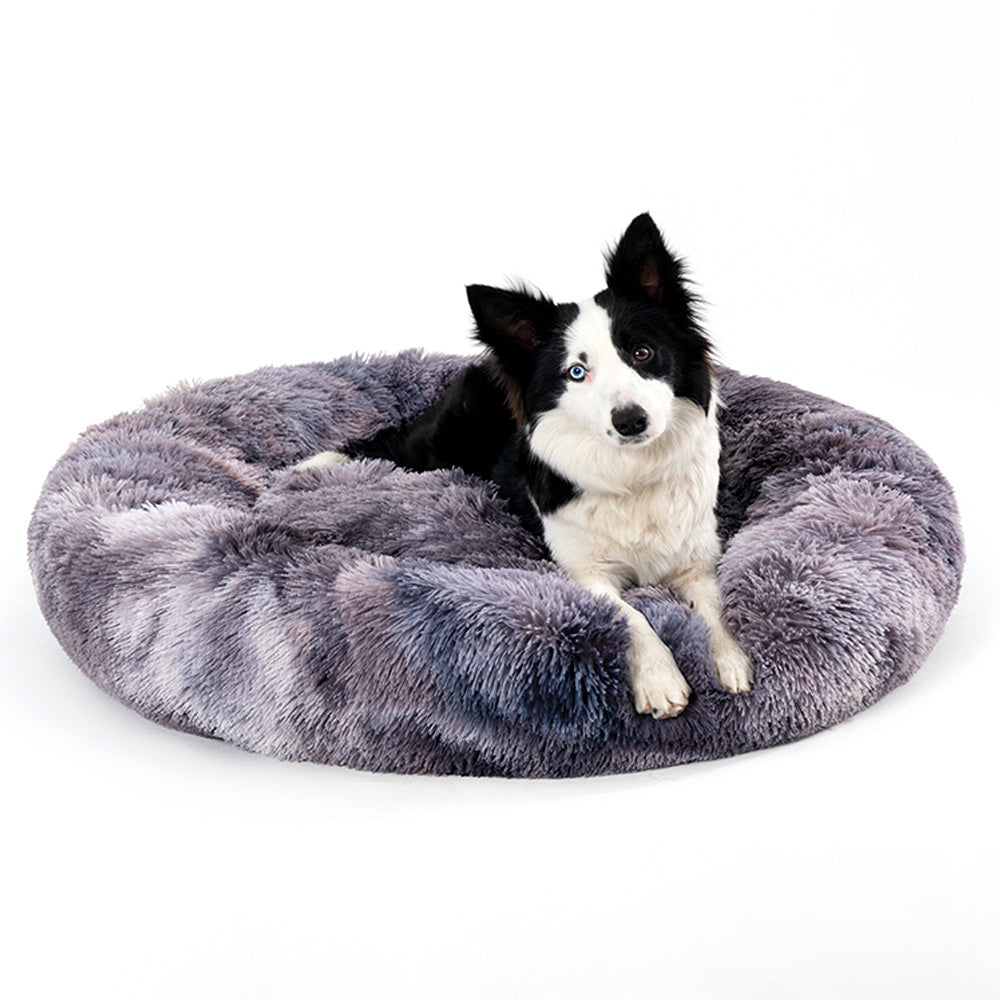 Fluffy Donut Dog Bed – Calming Plush Nest for Pets