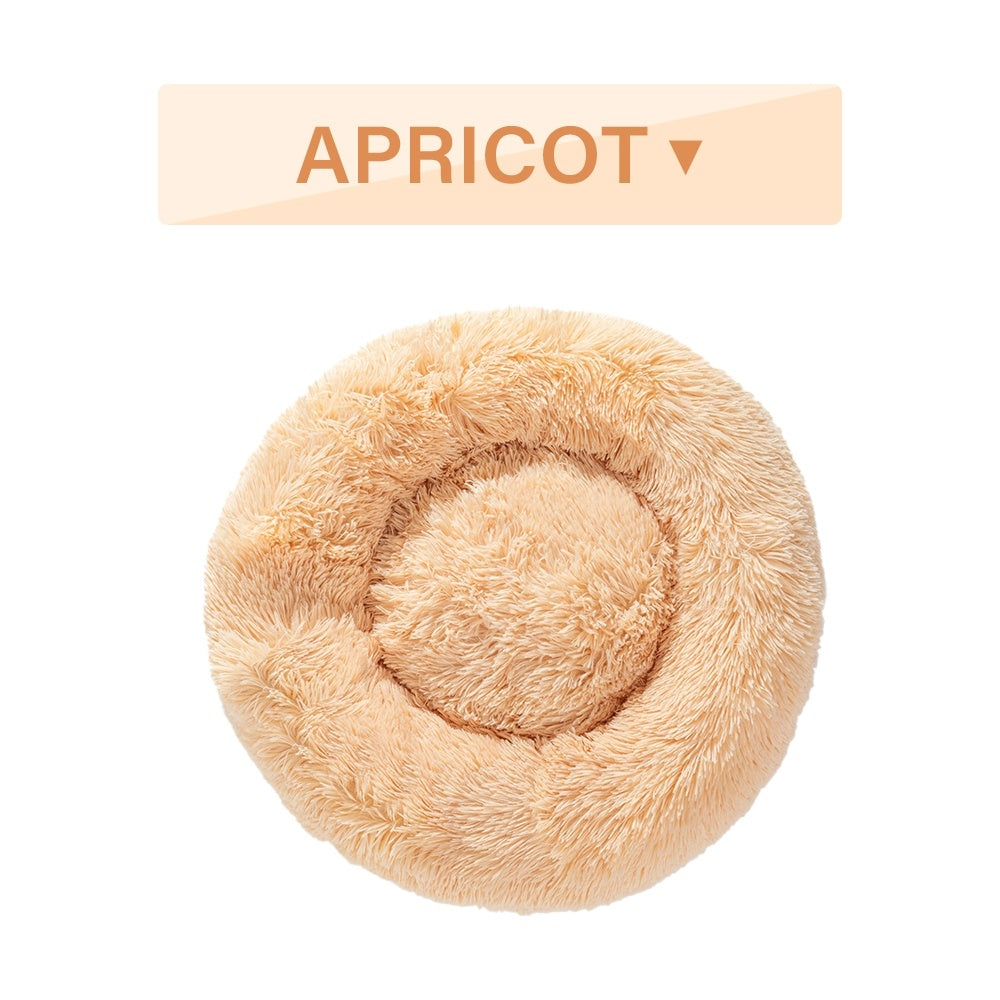 Fluffy Donut Dog Bed – Calming Plush Nest for Pets