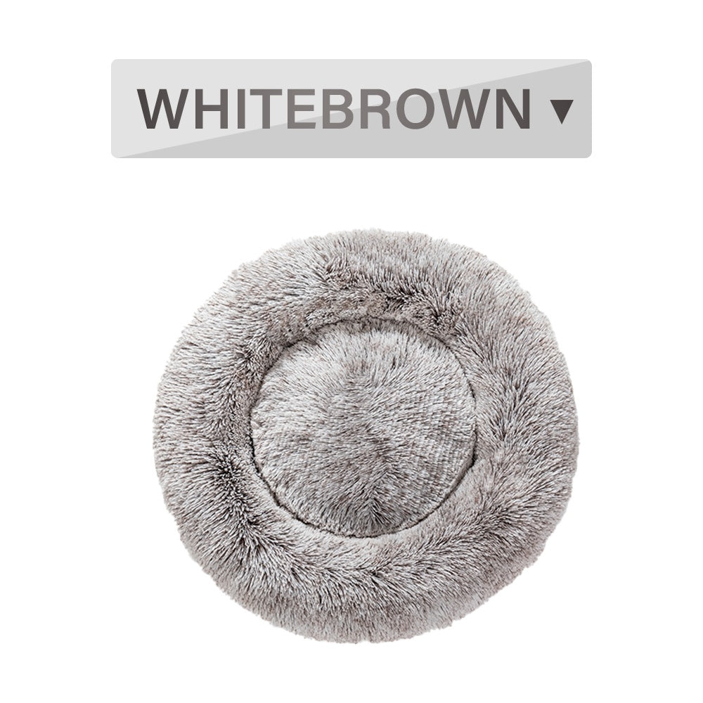 Fluffy Donut Dog Bed – Calming Plush Nest for Pets