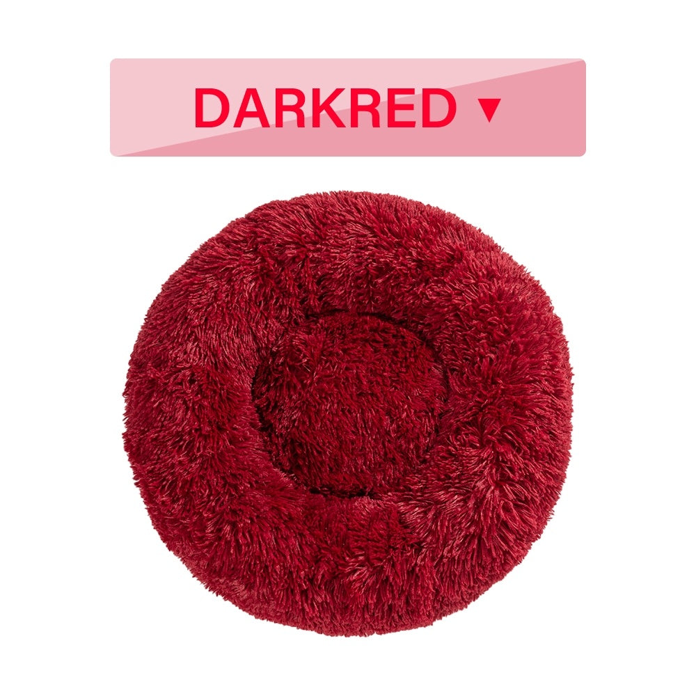 Fluffy Donut Dog Bed – Calming Plush Nest for Pets