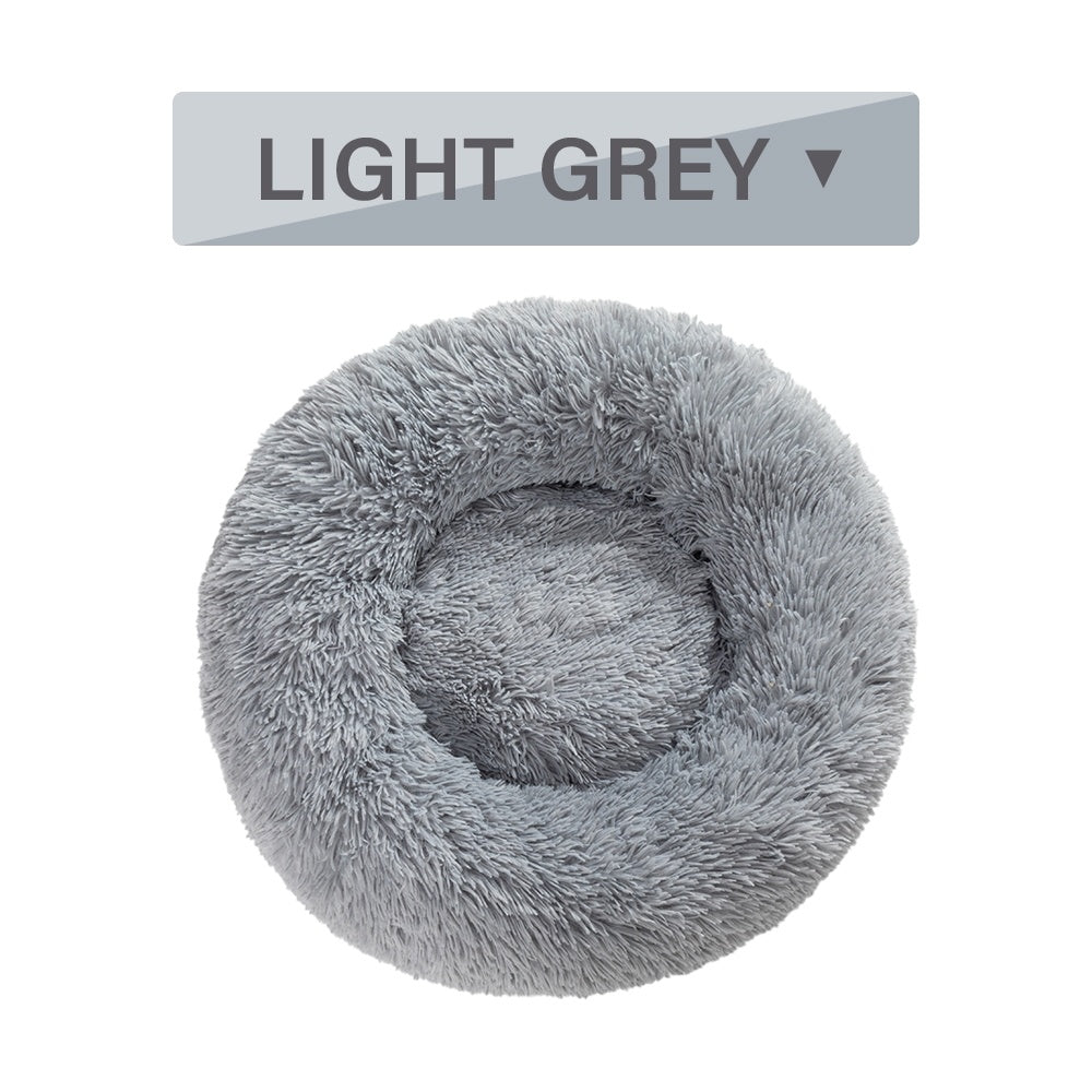 Fluffy Donut Dog Bed – Calming Plush Nest for Pets