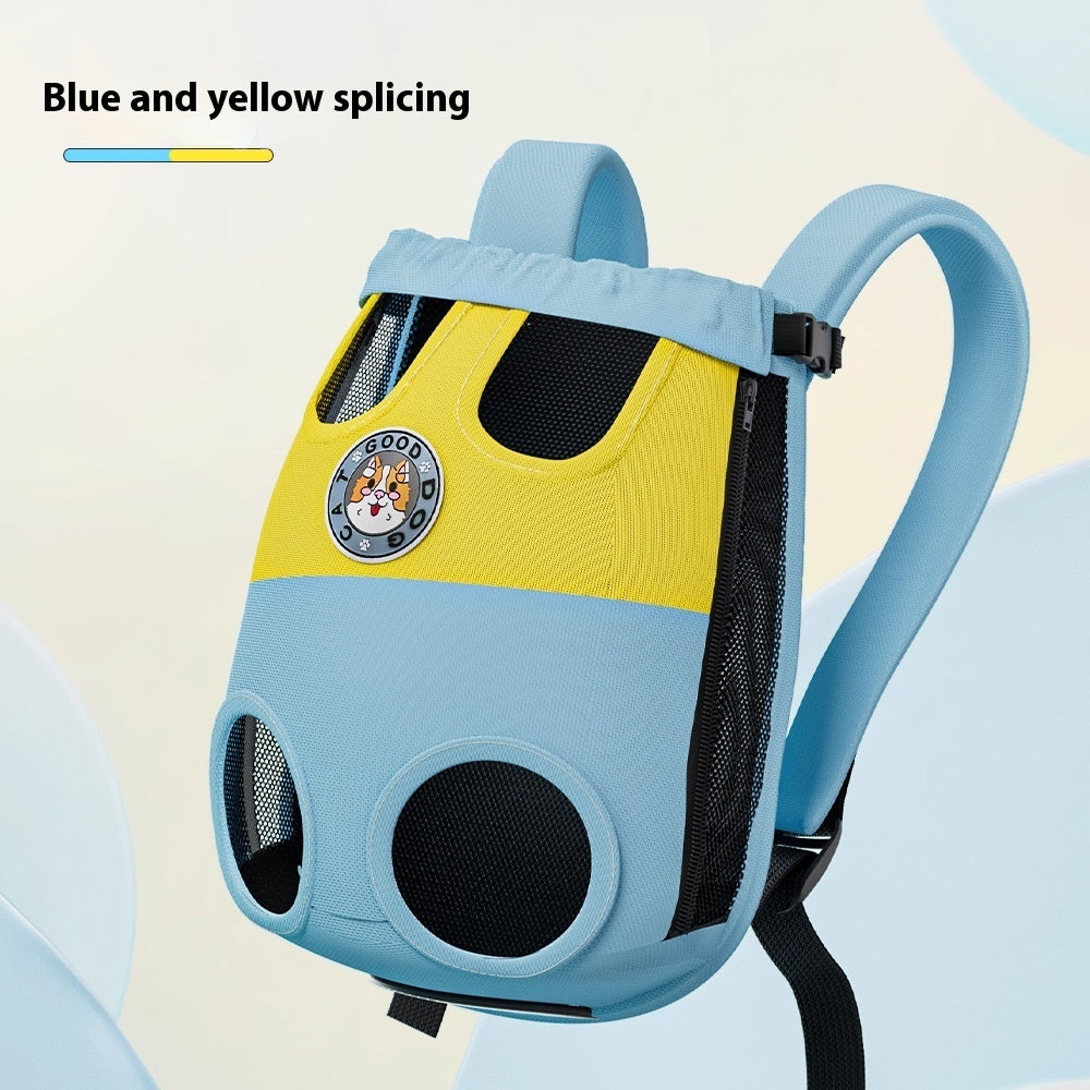 Portable Pet Backpack Carrier with Color Stitching