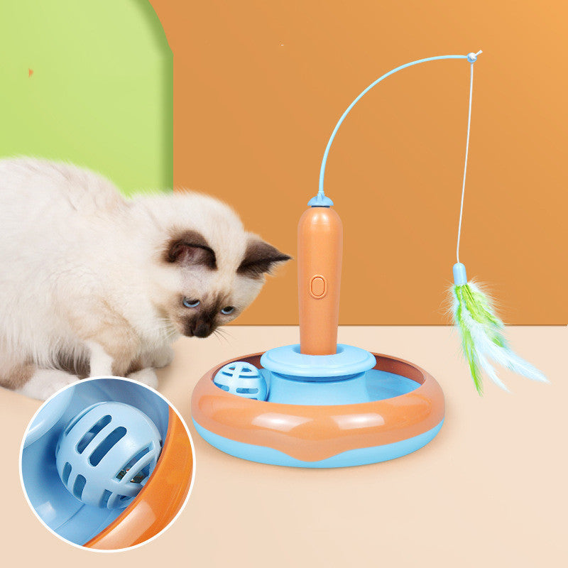 2-in-1 Cat Turntable Toy – Feather Spinner for Self-Play