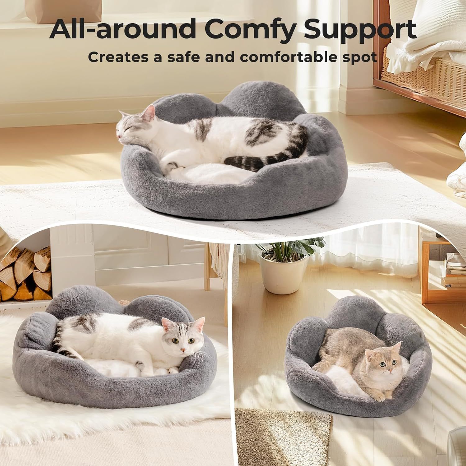 MEWOOFUN Fluffy Flower Pet Bed