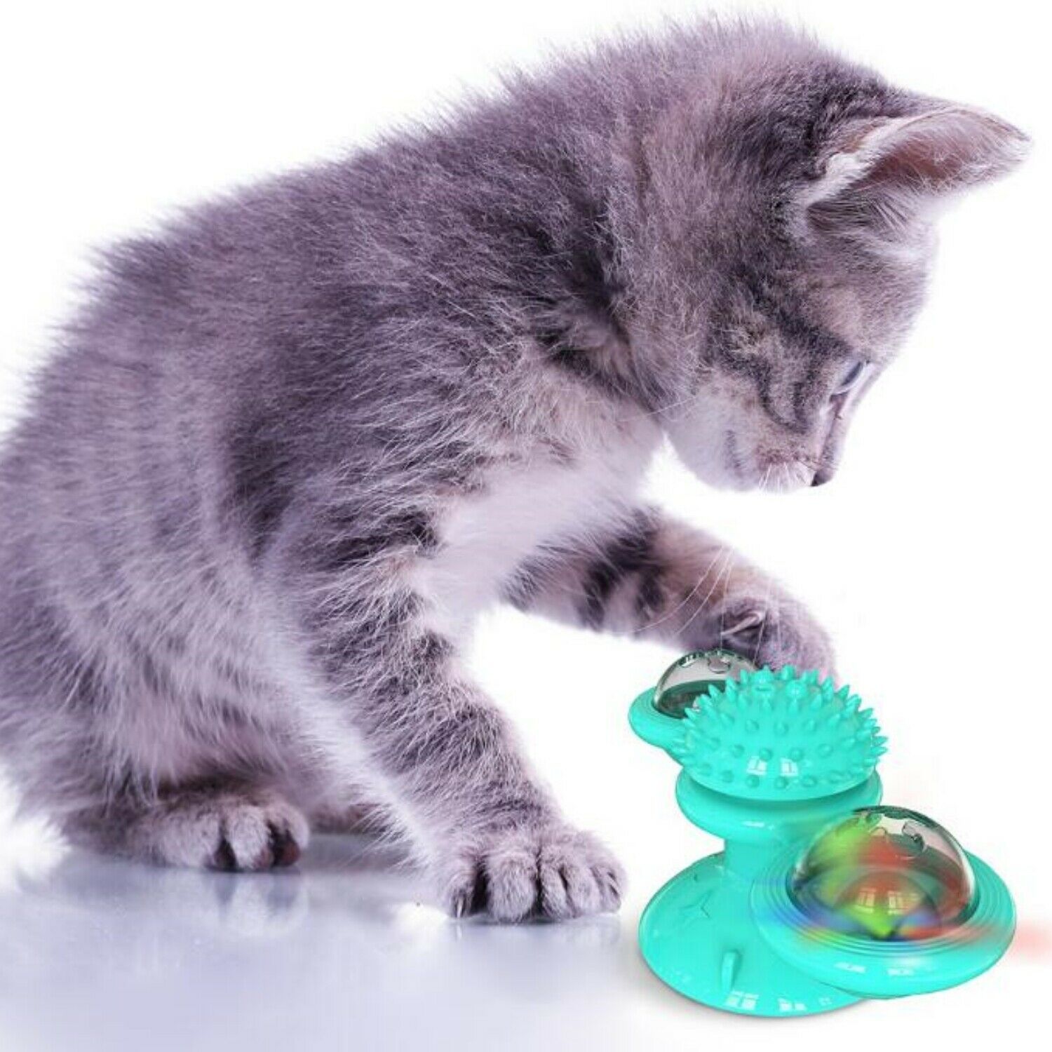 Interactive Windmill Cat Toy – Rotating Spinner with Catnip & Suction Base