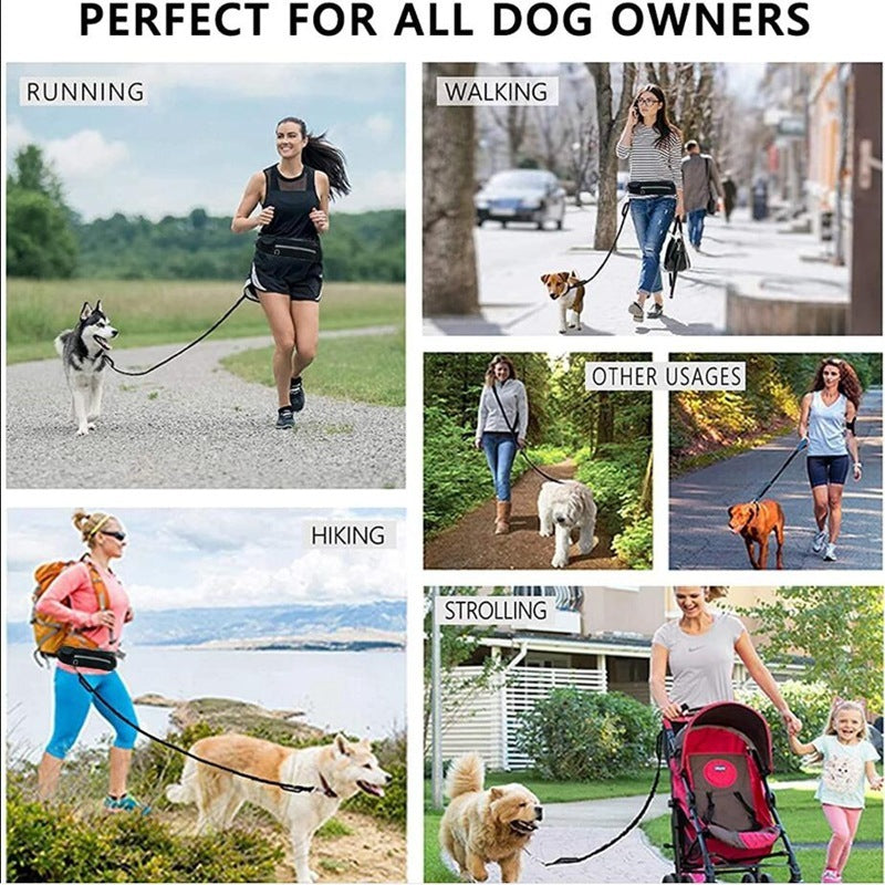 Hands-Free Dog Leash Belt with Phone & Bottle Holder