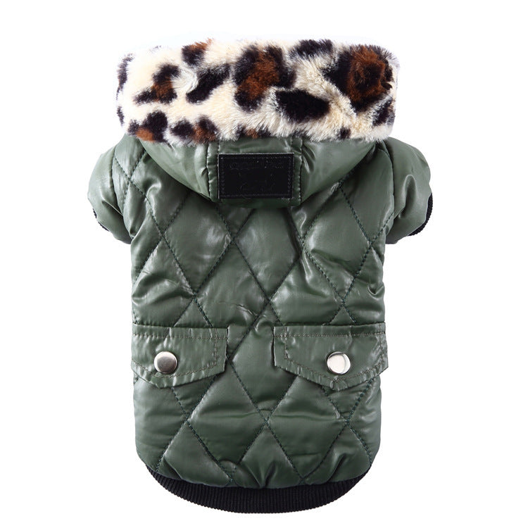 Autumn & Winter Dog Coat – Warm Hooded Jacket with Fur Collar