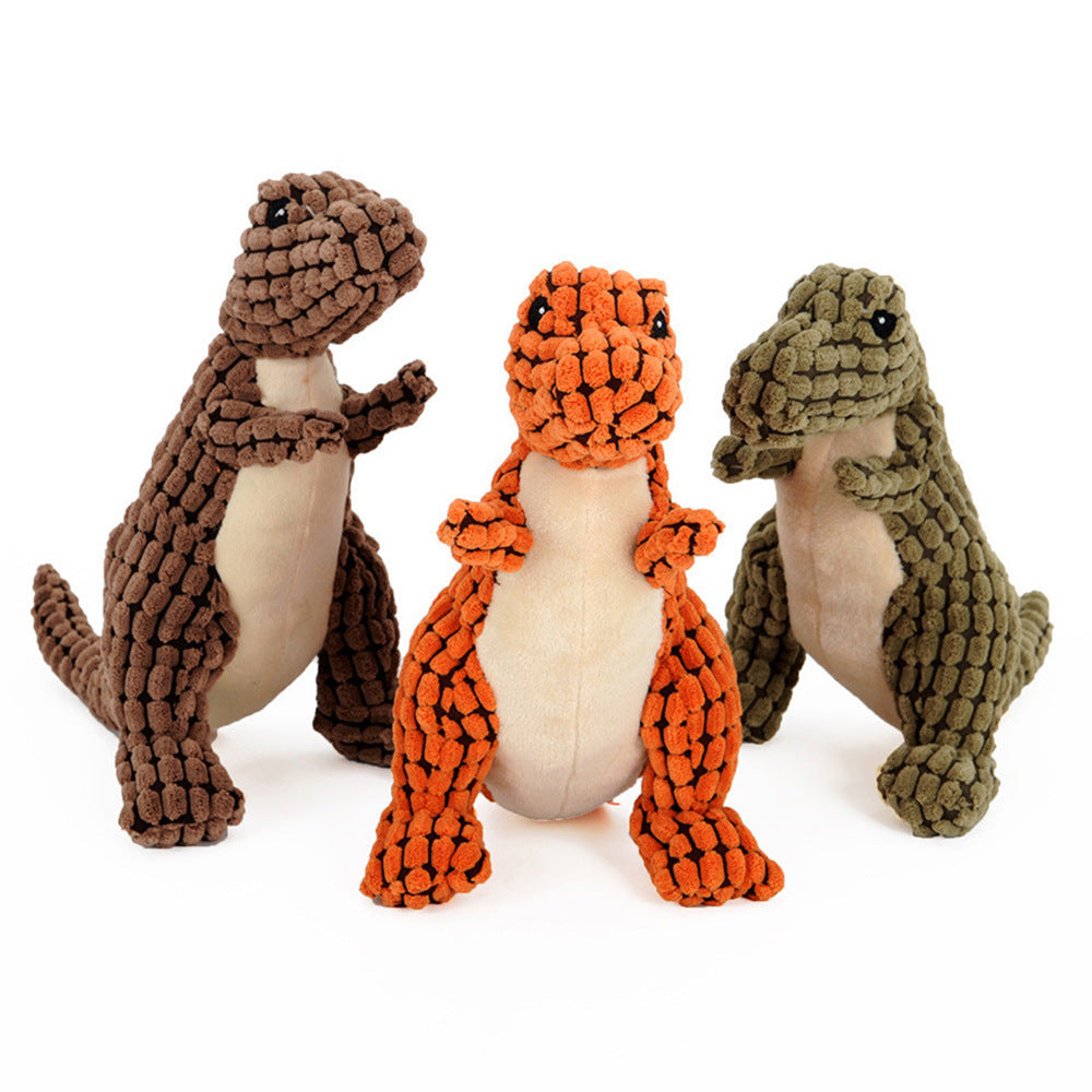 Dinosaur Plush Dog Toy — Interactive, Squeaky, For Large Dogs