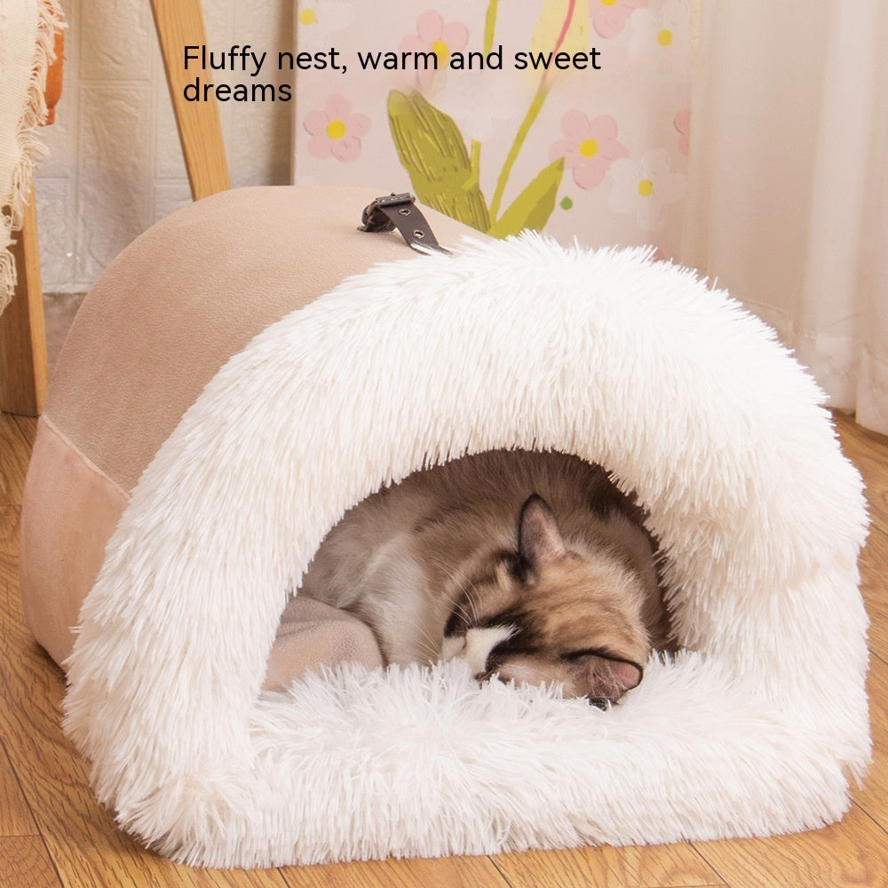 Portable Plush Pet Nest — Cozy Cat & Dog Bed