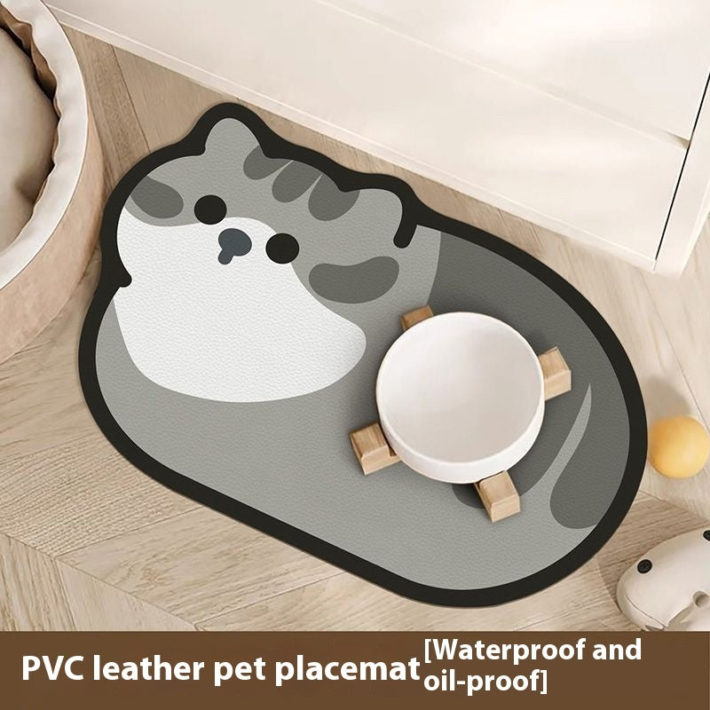 Cartoon Pet Leather Placemat – Durable, Fun, Easy-Clean Mat