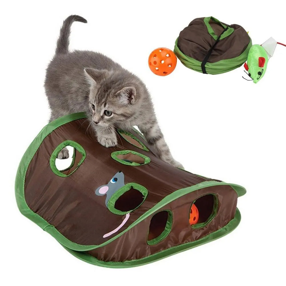 Interactive Cat Toy — 9-Hole Hide-and-Seek Mouse Hunt Tunnel