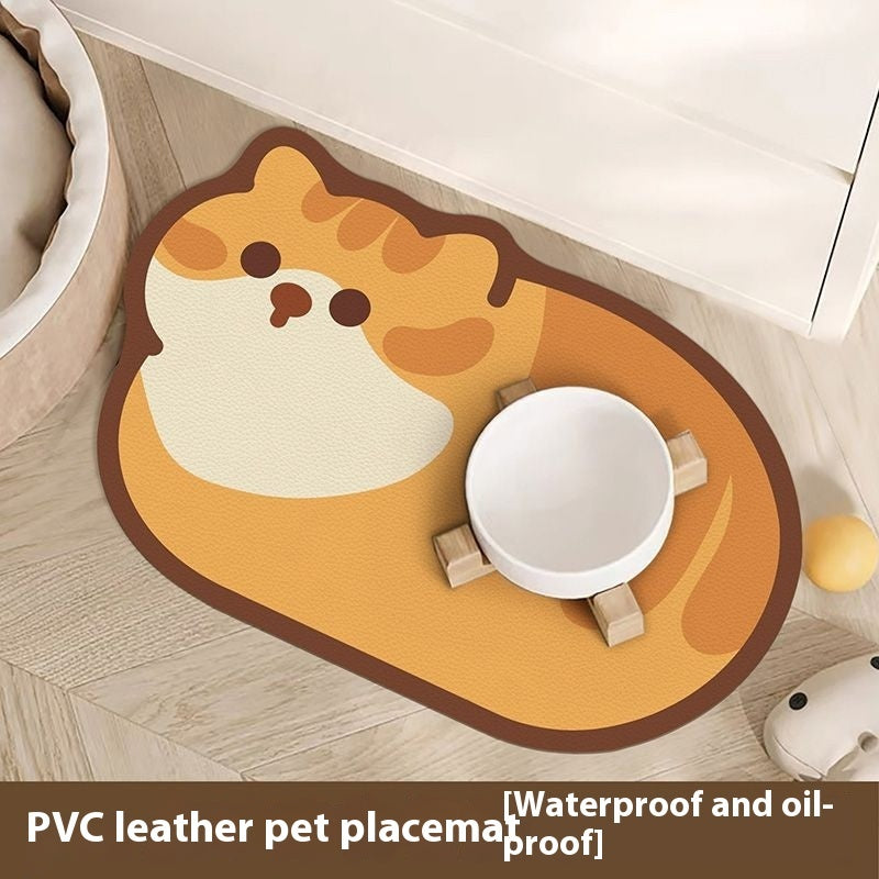 Cartoon Pet Leather Placemat – Durable, Fun, Easy-Clean Mat