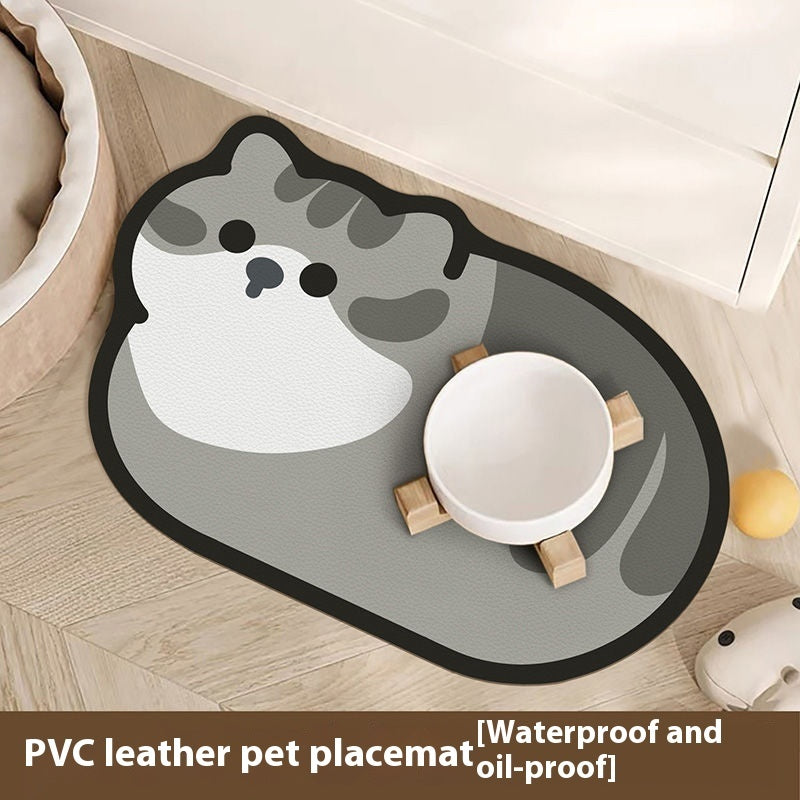 Cartoon Pet Leather Placemat – Durable, Fun, Easy-Clean Mat