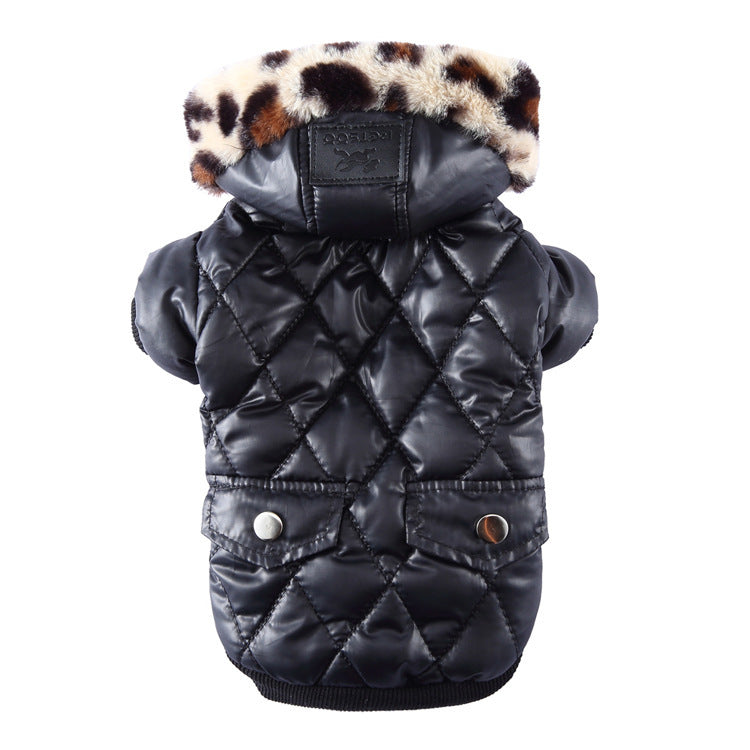 Autumn & Winter Dog Coat – Warm Hooded Jacket with Fur Collar