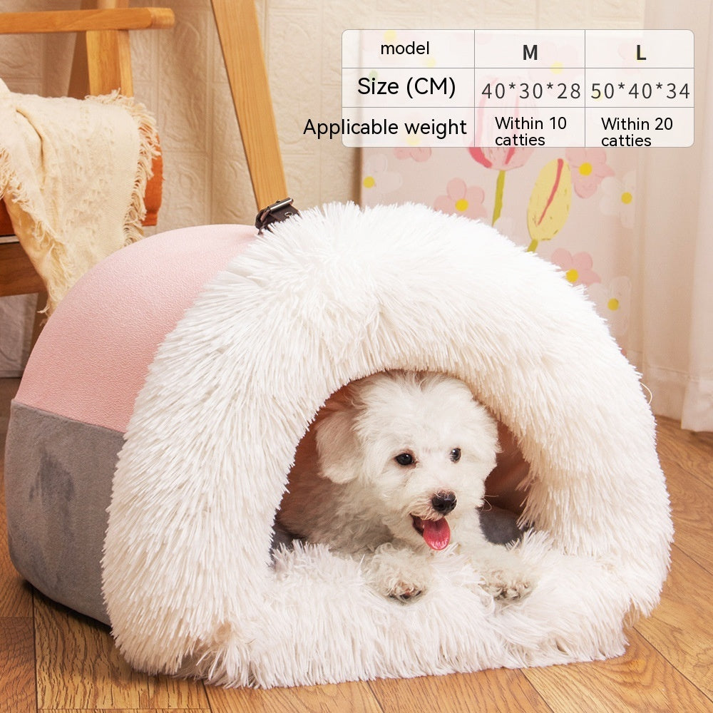 Portable Plush Pet Nest — Cozy Cat & Dog Bed