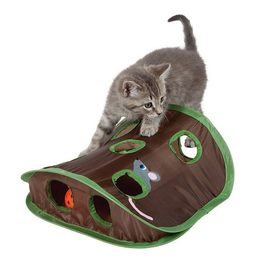 Interactive Cat Toy — 9-Hole Hide-and-Seek Mouse Hunt Tunnel