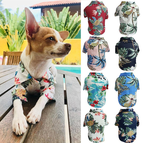 Dog Summer Hawaiian Shirt – Lightweight Chiffon Pet Clothes