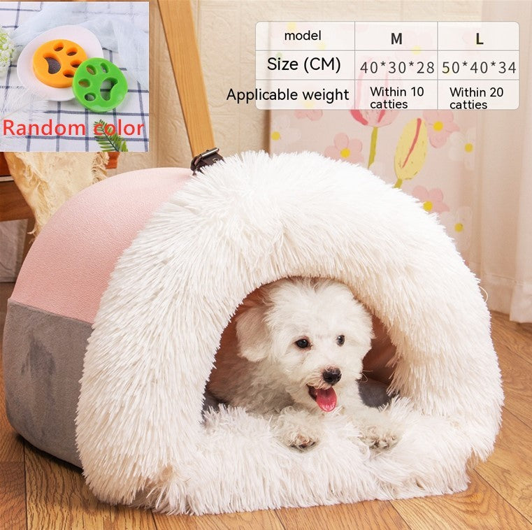 Portable Plush Pet Nest — Cozy Cat & Dog Bed