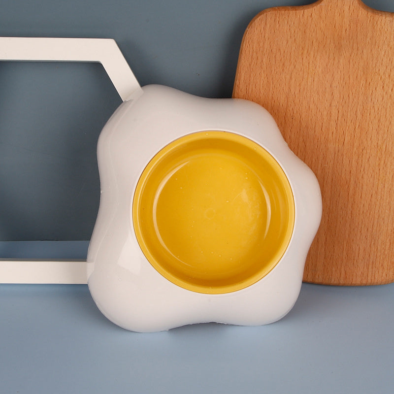 Egg Yolk Pet Bowl – Cute Elevated Food & Water Feeder