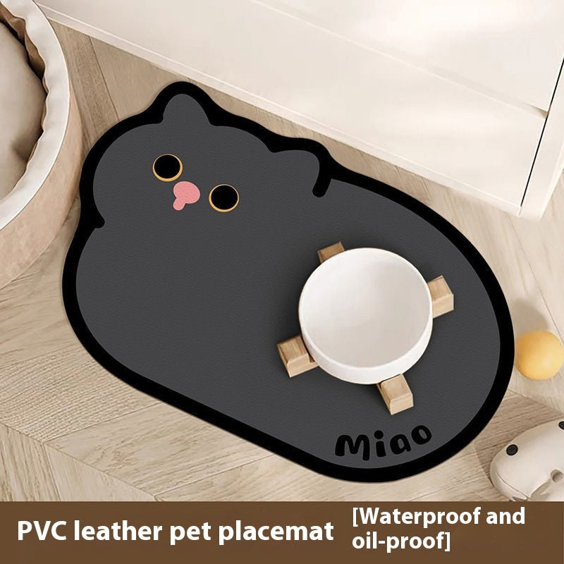 Cartoon Pet Leather Placemat – Durable, Fun, Easy-Clean Mat