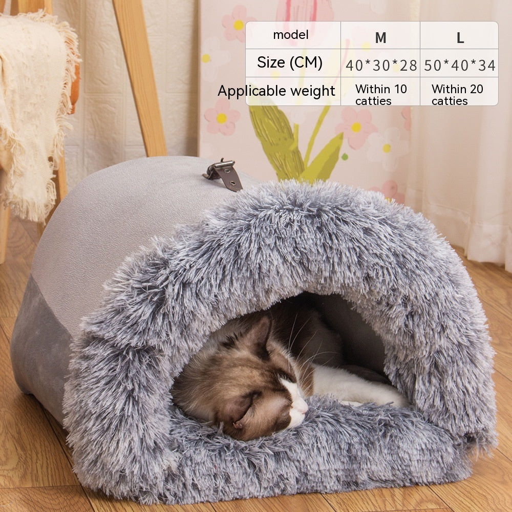 Portable Plush Pet Nest — Cozy Cat & Dog Bed